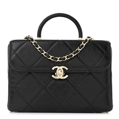 Chanel Shiny Calfskin Quilted Small CC Top Handle Box Bag Black 1 of 11