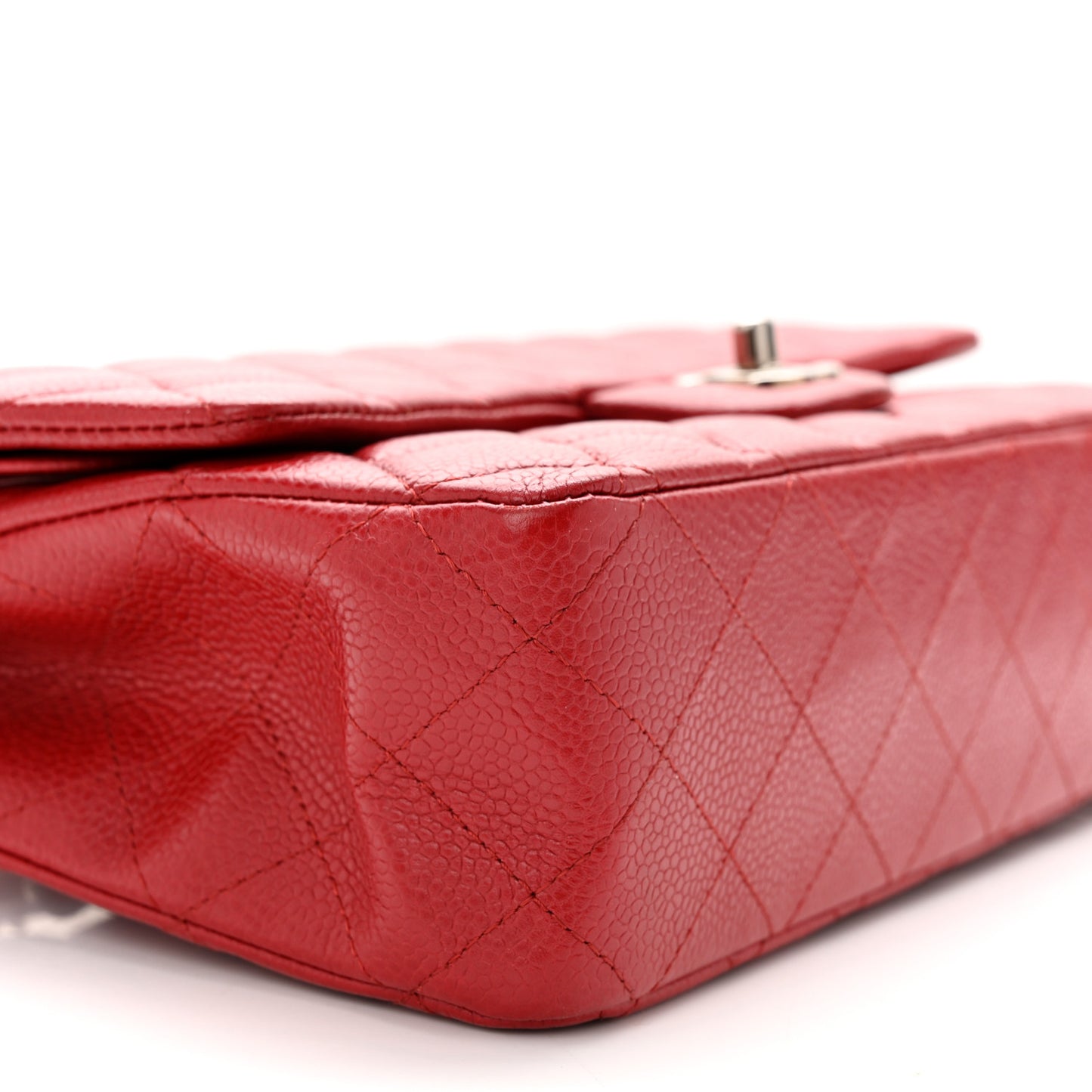 Caviar Quilted Medium Double Flap Red