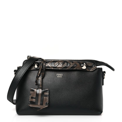 Fendi Vitello Dolce Bi-Color FF 1974 Embossed Mini By The Way Boston Bag Black Maya 1 of 9