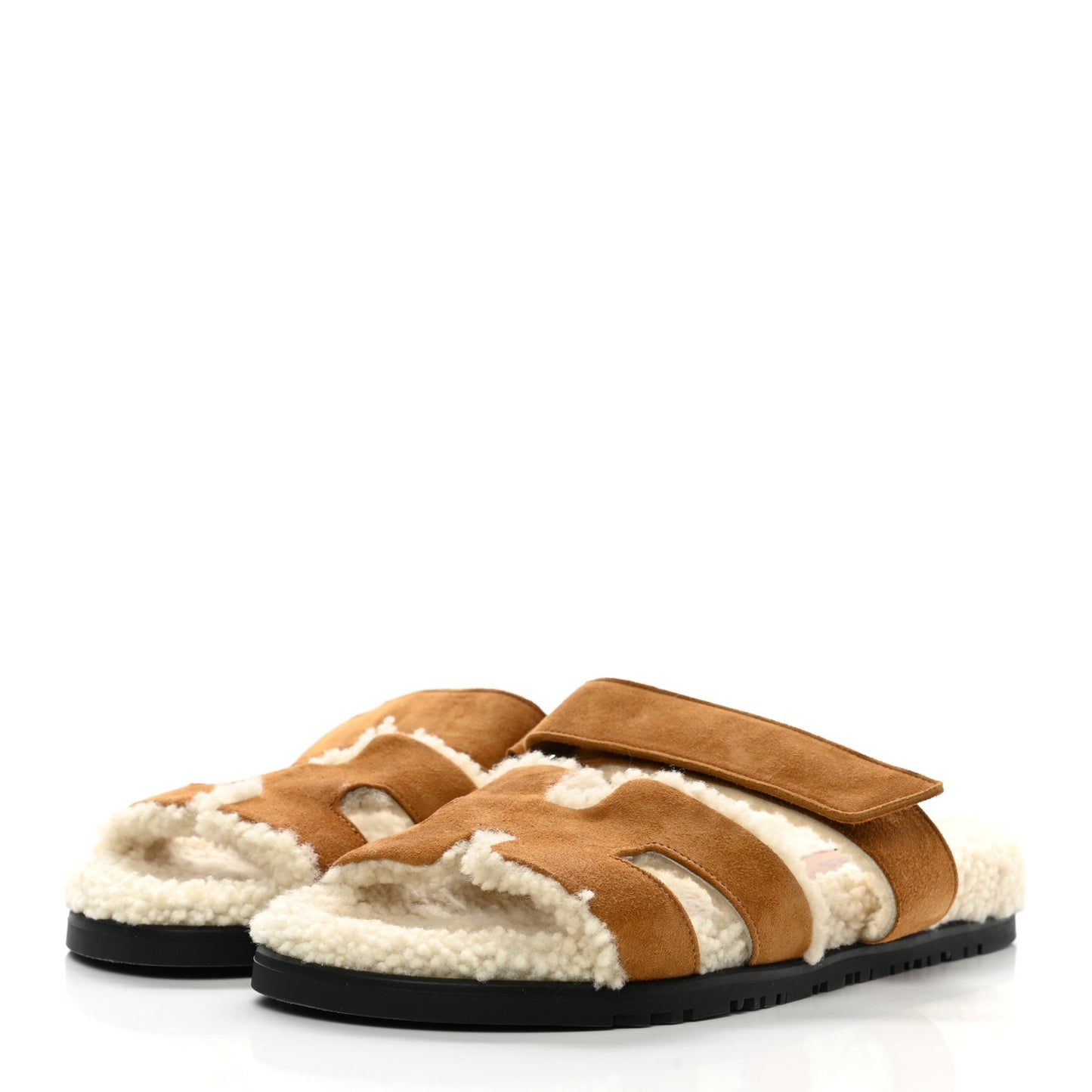 Suede Goatskin Woolskin Womens Chypre Sandals 39 Brun Fume Ecru