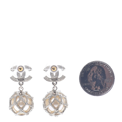 Chanel Pearl Caged CC Drop Earrings Gold 2 of 5