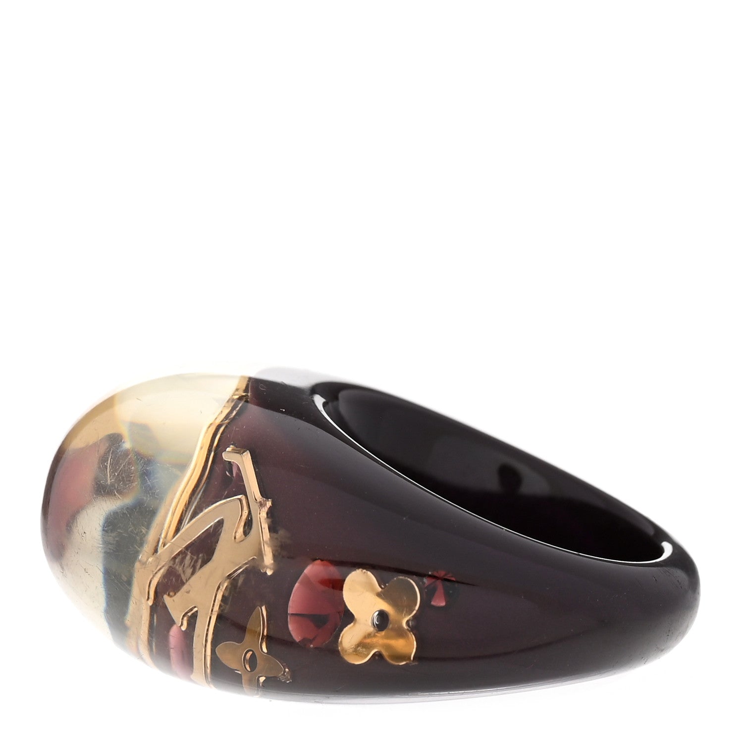Louis Vuitton Resin Swarovski Crystal Inclusion Ring M Brown 6.5 5 of 7
