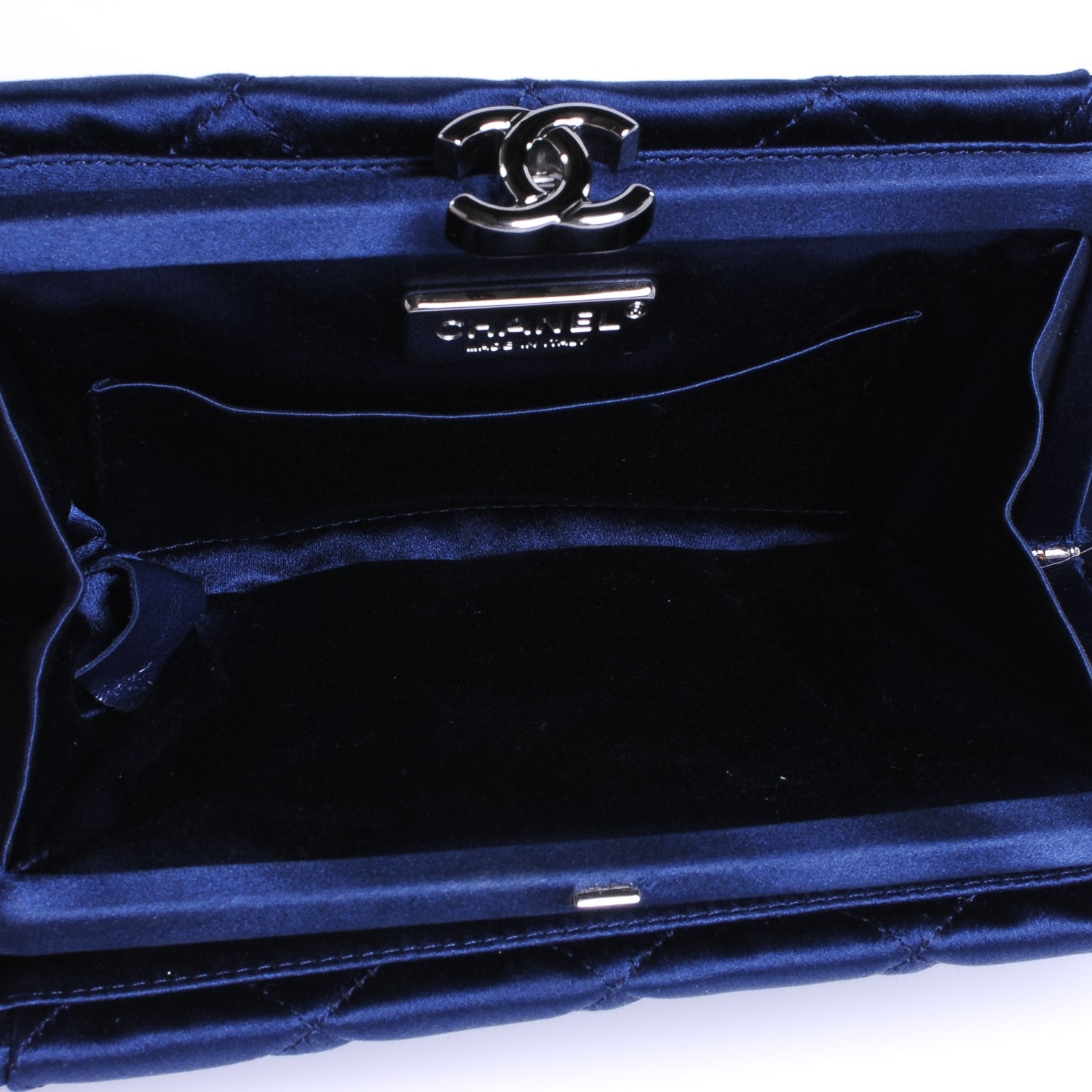 Chanel Satin Quilted Clutch Blue 7 of 8