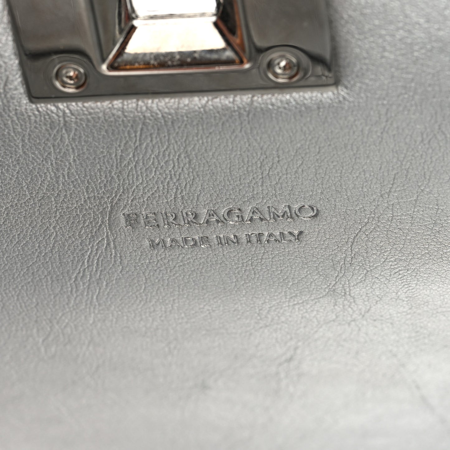 Metallic Calfskin Small The Studio Box Bag Argento