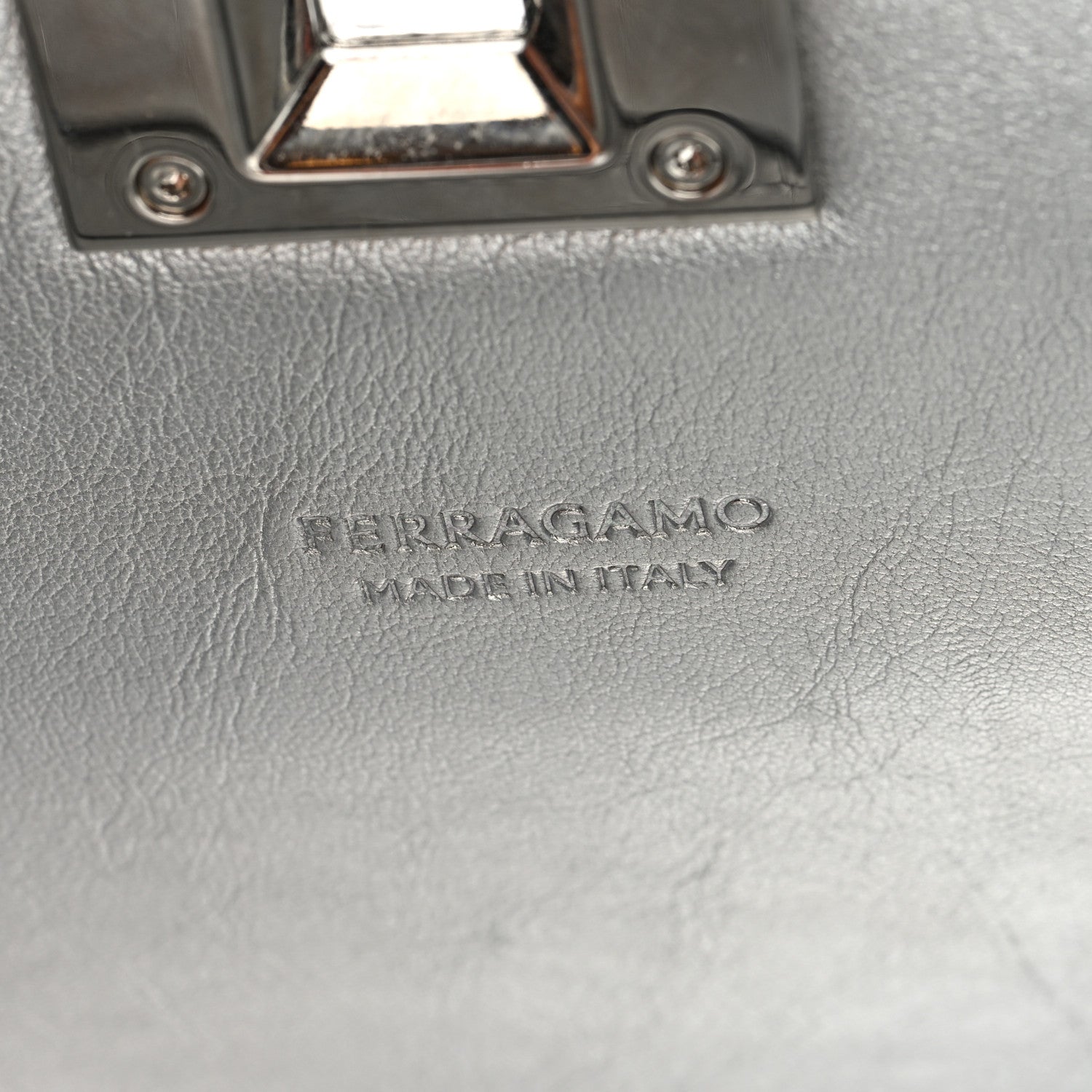Salvatore Ferragamo Metallic Calfskin Small The Studio Box Bag Argento 6 of 9