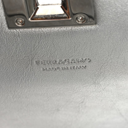 Salvatore Ferragamo Metallic Calfskin Small The Studio Box Bag Argento 6 of 9