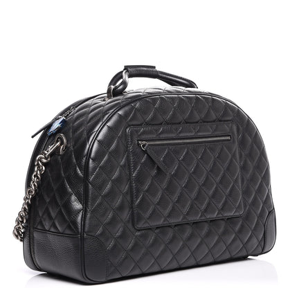 Chanel Calfskin Quilted Large Airlines Round Trip Bowling Bag Black 3 of 10