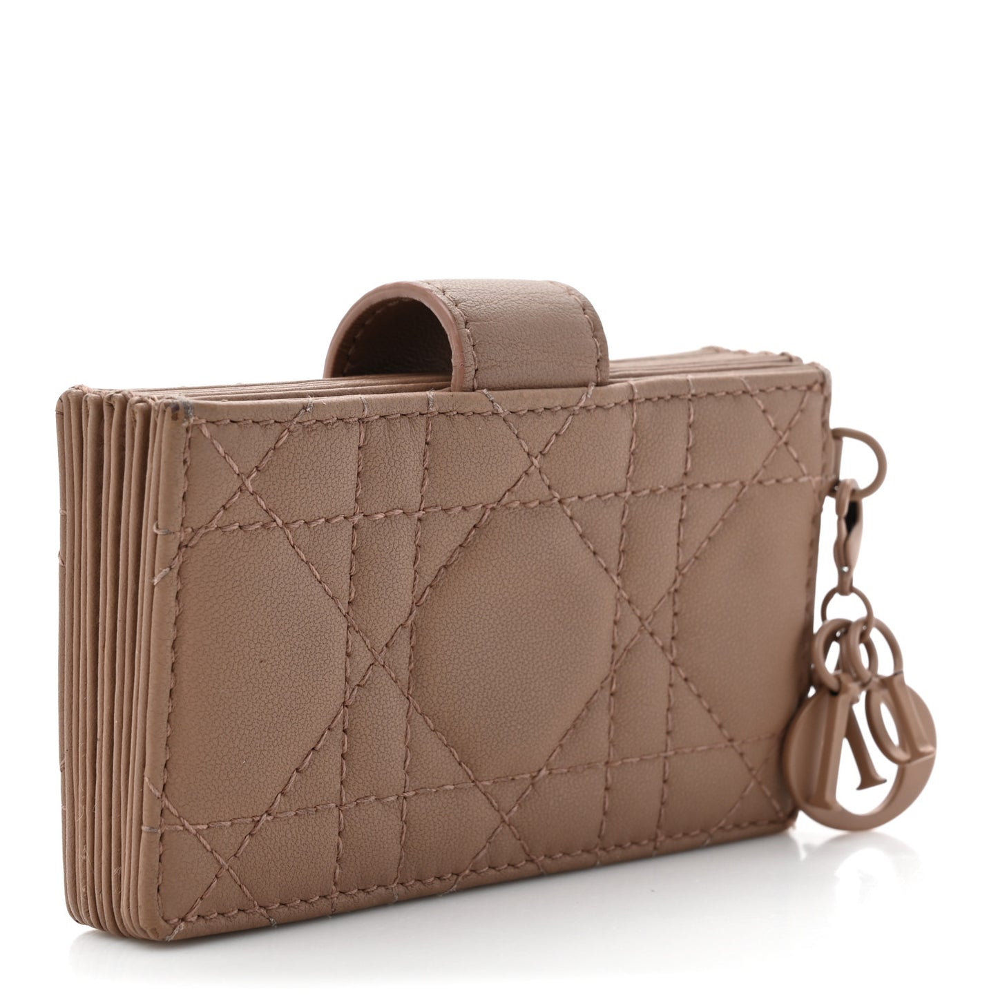 Ultra Matte Calfskin Cannage Lady Dior 5-Gusset Card Holder Blush Powder