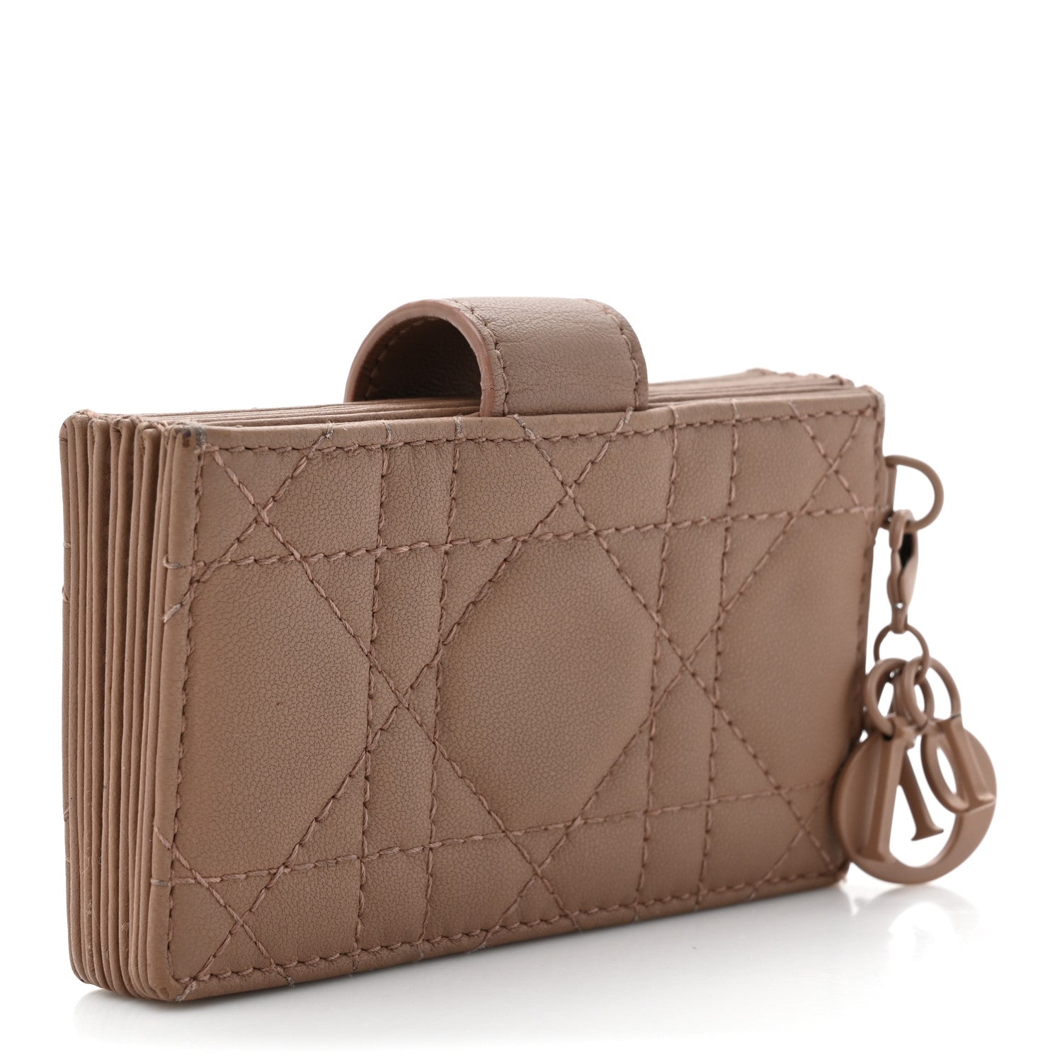 Christian Dior Ultra Matte Calfskin Cannage Lady Dior 5-Gusset Card Holder Blush Powder 3 of 13