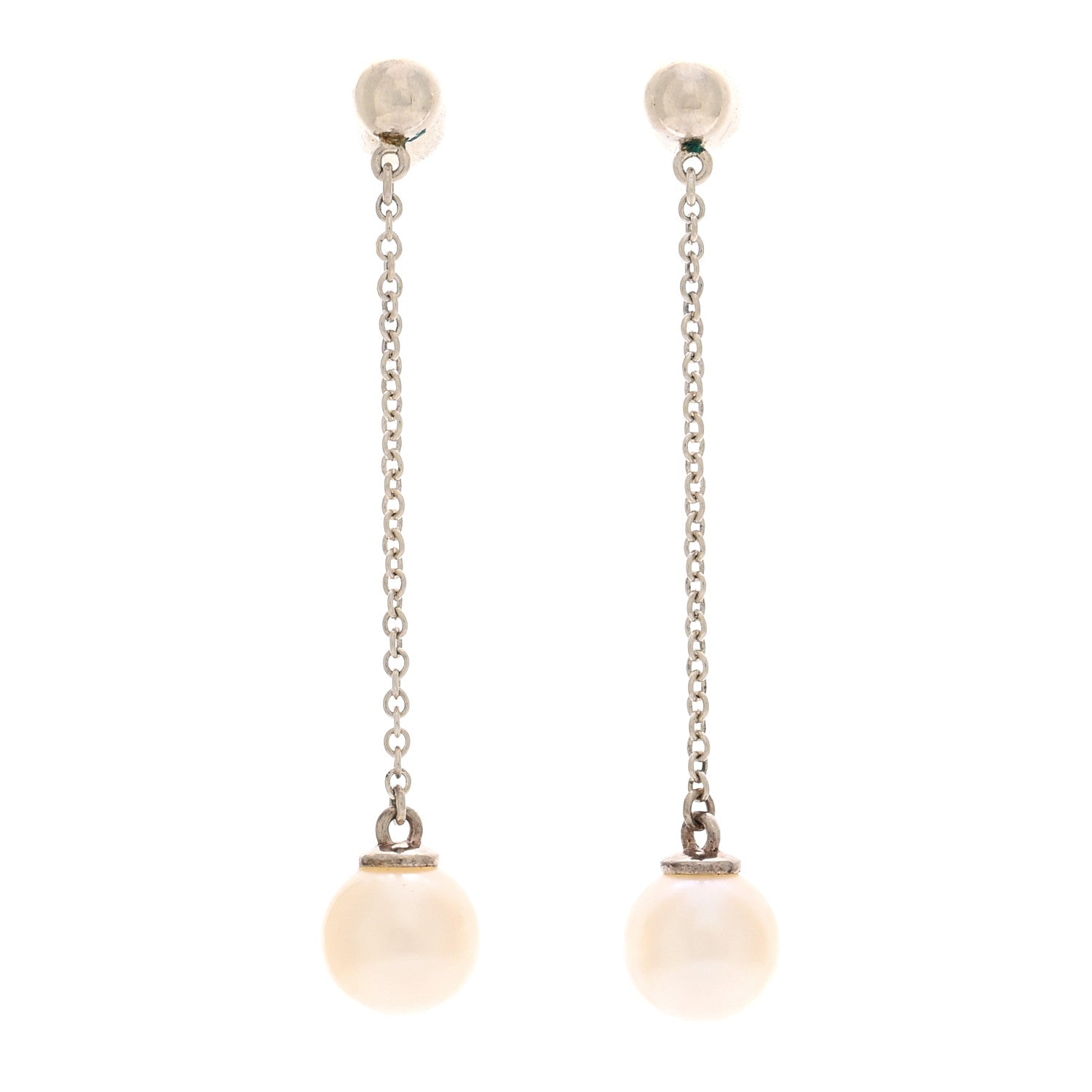Tiffany Sterling Silver Pearl Ziegfeld Drop Earrings 1 of 4