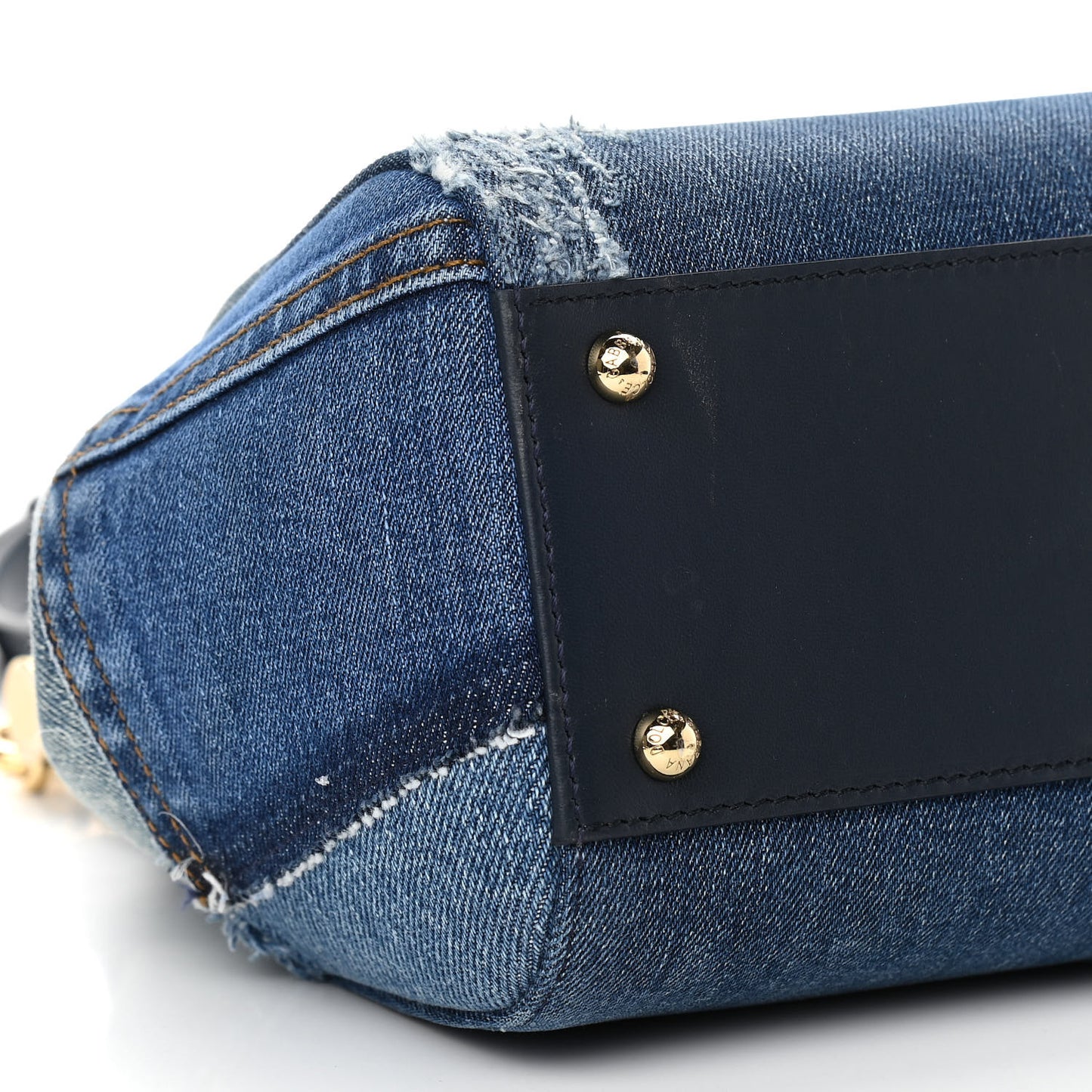 Calfskin Denim Patchwork Medium Miss Sicily Satchel Blue