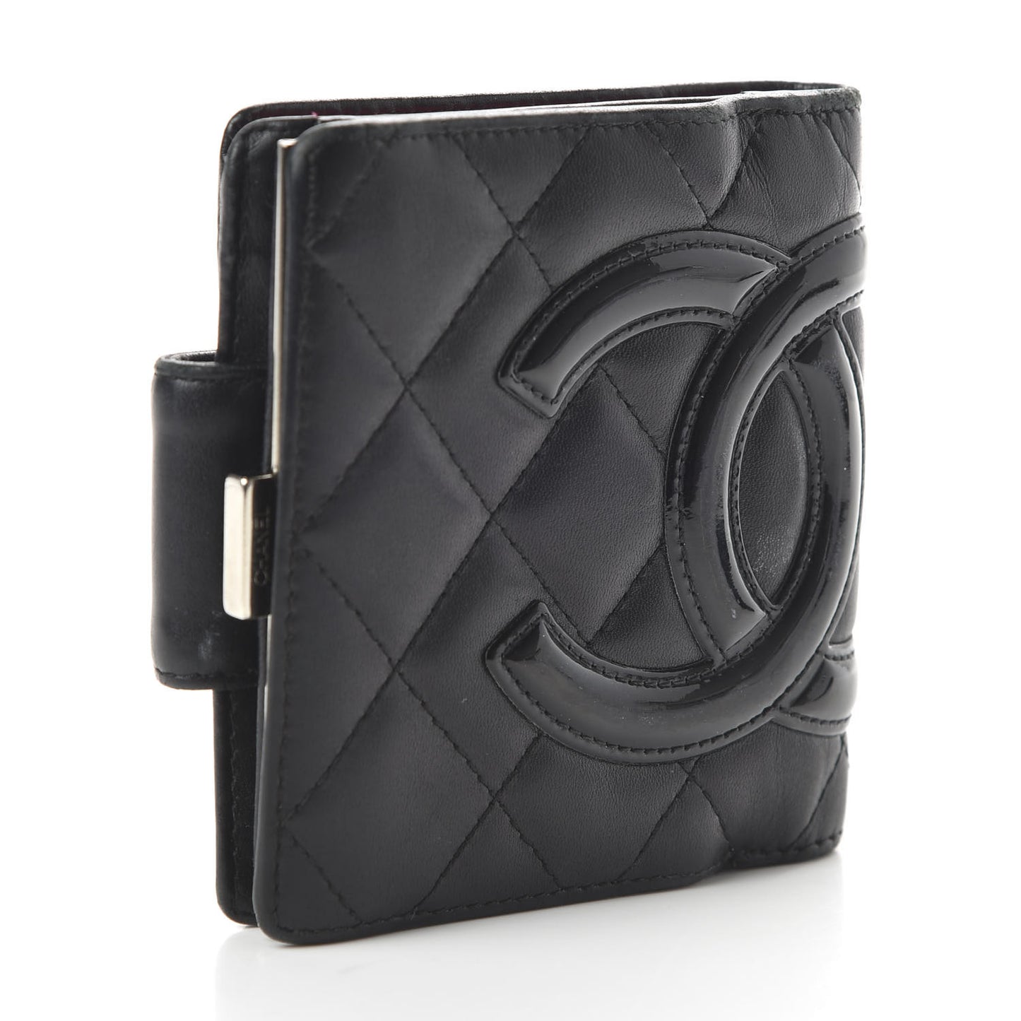 Calfskin Quilted Cambon Bi-Fold Wallet Black
