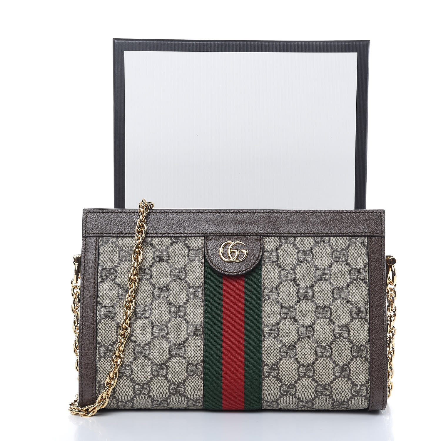 Gucci GG Supreme Monogram Web Small Ophidia Chain Shoulder Bag Brown 10 of 10