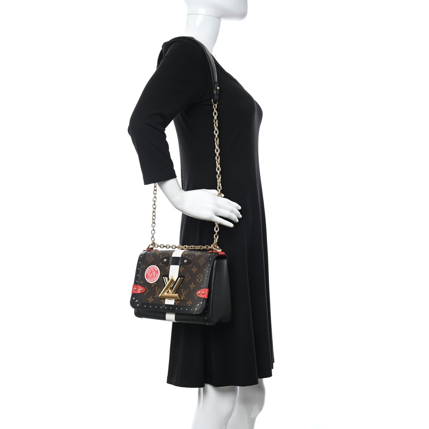 Epi Monogram Complice Trunks and Bags Twist Shoulder Bag MM Black