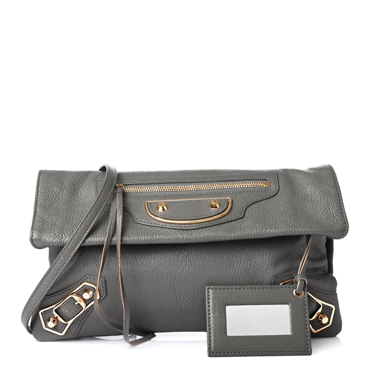 Balenciaga Chevre Gold Metallic Edge Hardware Envelope Clutch Gris Acier 1 of 4