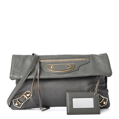 Balenciaga Chevre Gold Metallic Edge Hardware Envelope Clutch Gris Acier 1 of 4