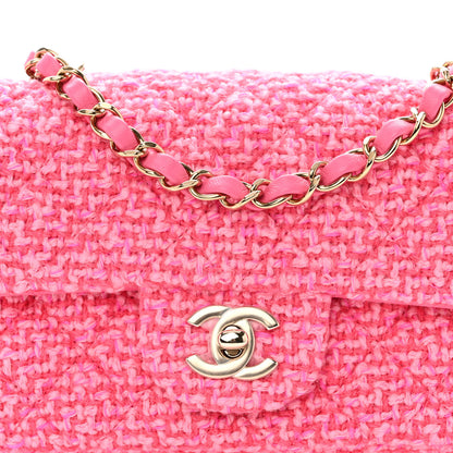 Chanel Wool Tweed Quilted Mini Rectangular Flap Dark Pink Fuchsia 8 of 10
