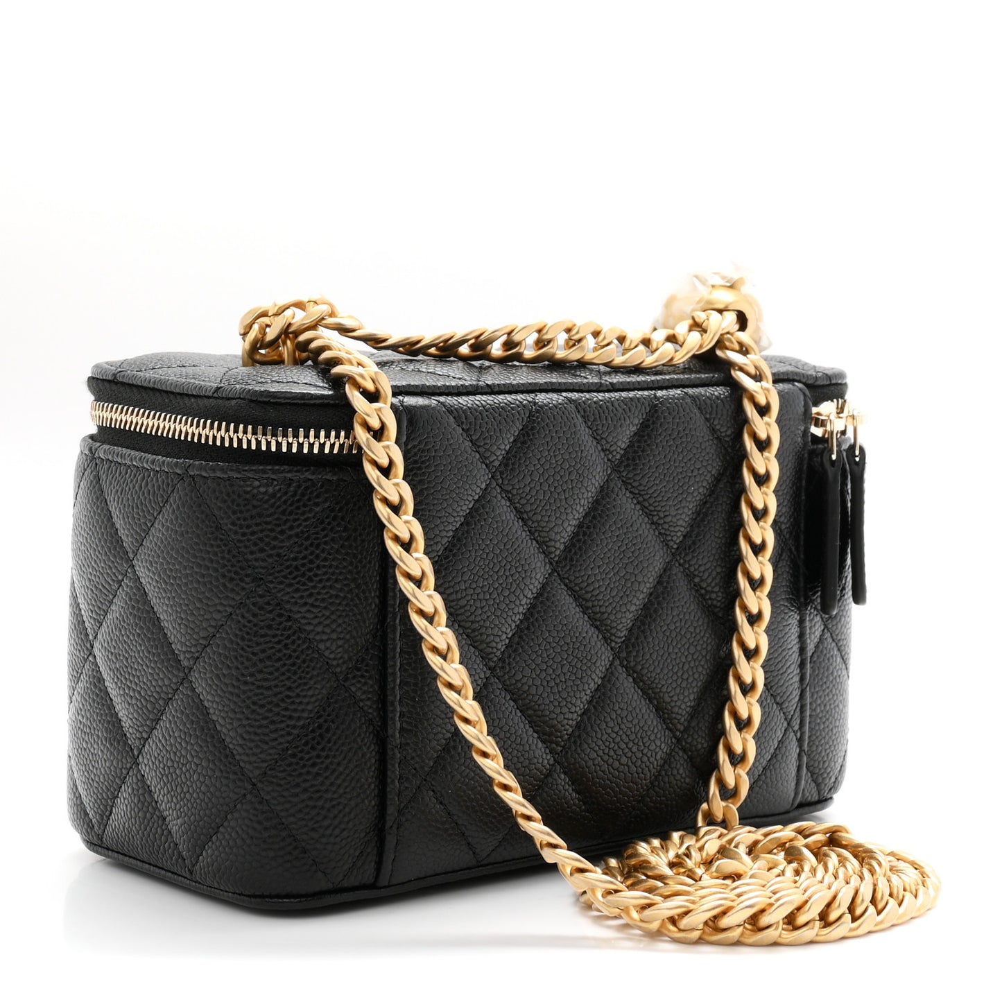 Caviar Quilted Sweetheart Vanity Case Black