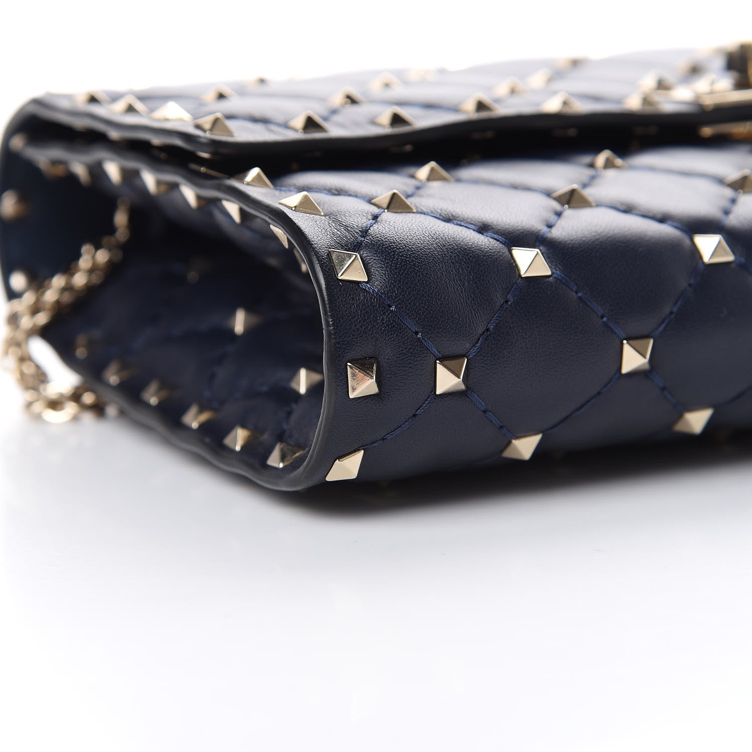 Valentino Garavani Nappa Rockstud Spike Wallet on Chain Marine 7 of 11