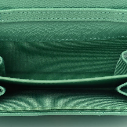 Chanel Caviar Quilted Flap Card Holder On Chain Light Green 4 of 4