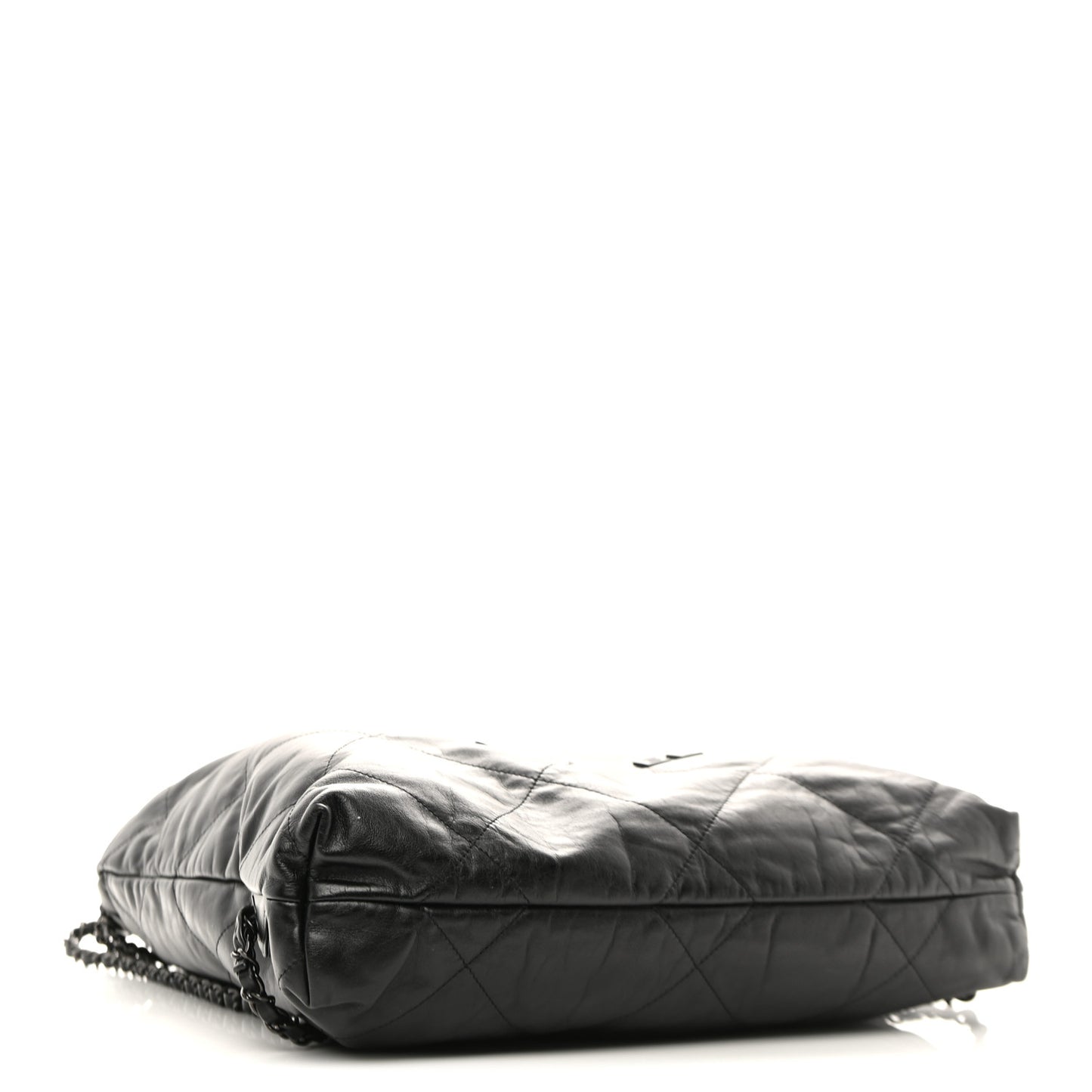 Shiny Calfskin Quilted Chanel 22 Backpack So Black