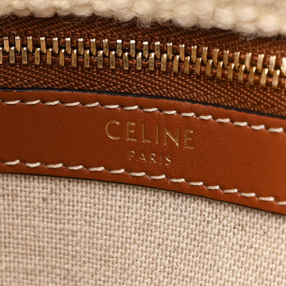 Celine Plein Soleil Textile Calfskin Horizontal Cabas Cream Red 6 of 10
