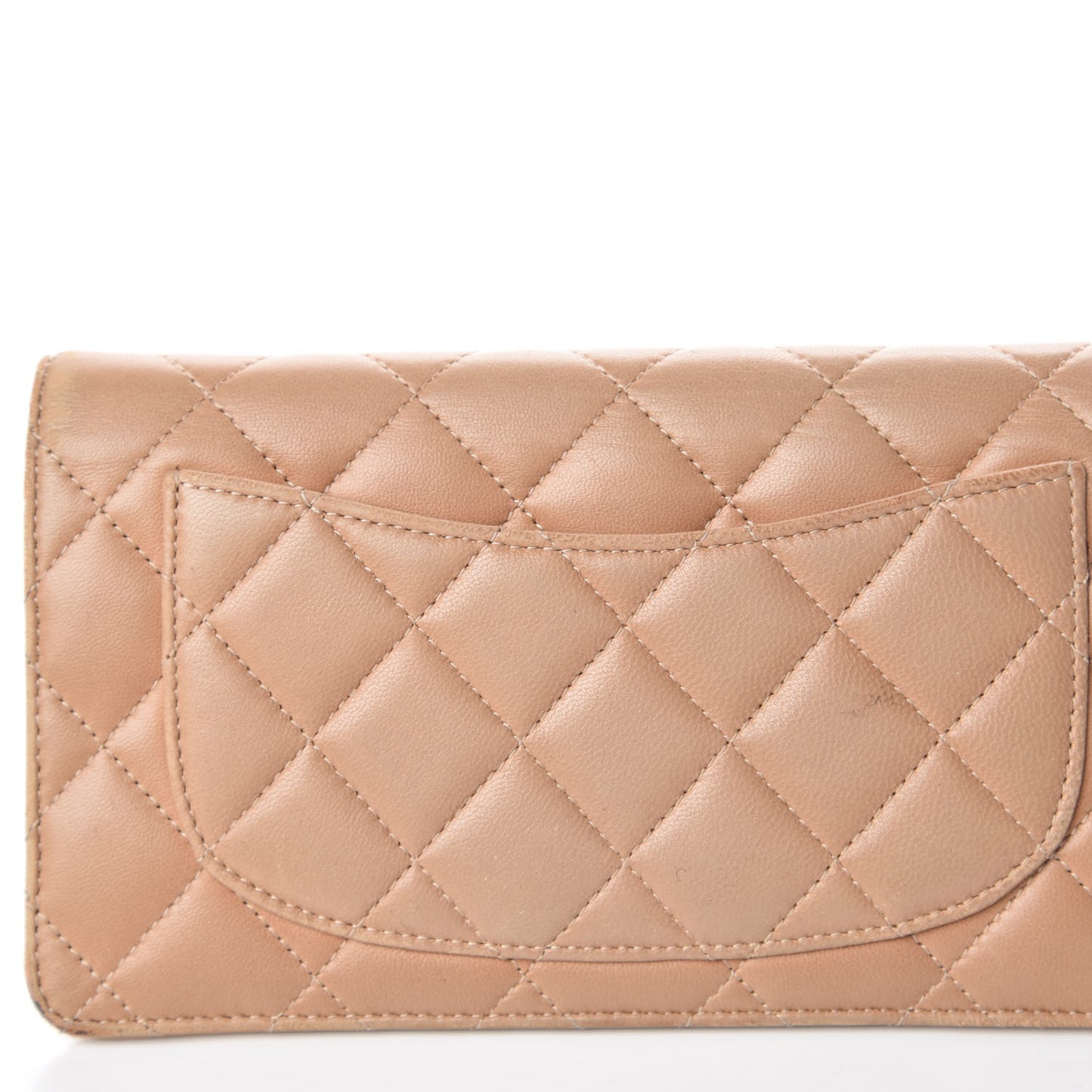 Lambskin Quilted Yen Wallet Beige