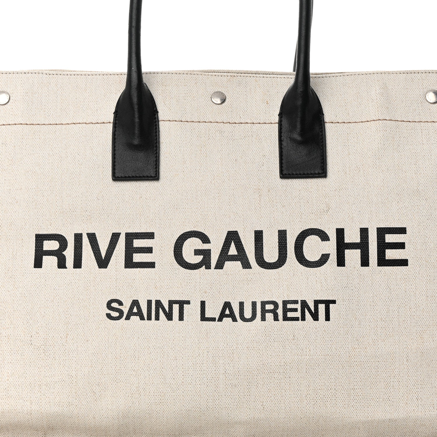 Saint Laurent Linen Calfskin Rive Gauche Tote Optic White 8 of 22