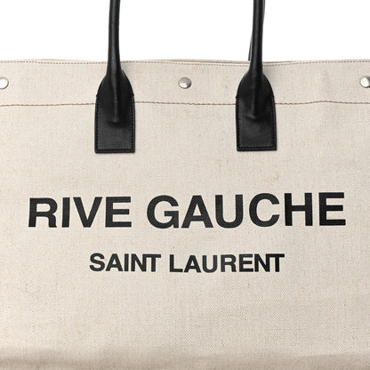 Saint Laurent Linen Calfskin Rive Gauche Tote Optic White 8 of 22