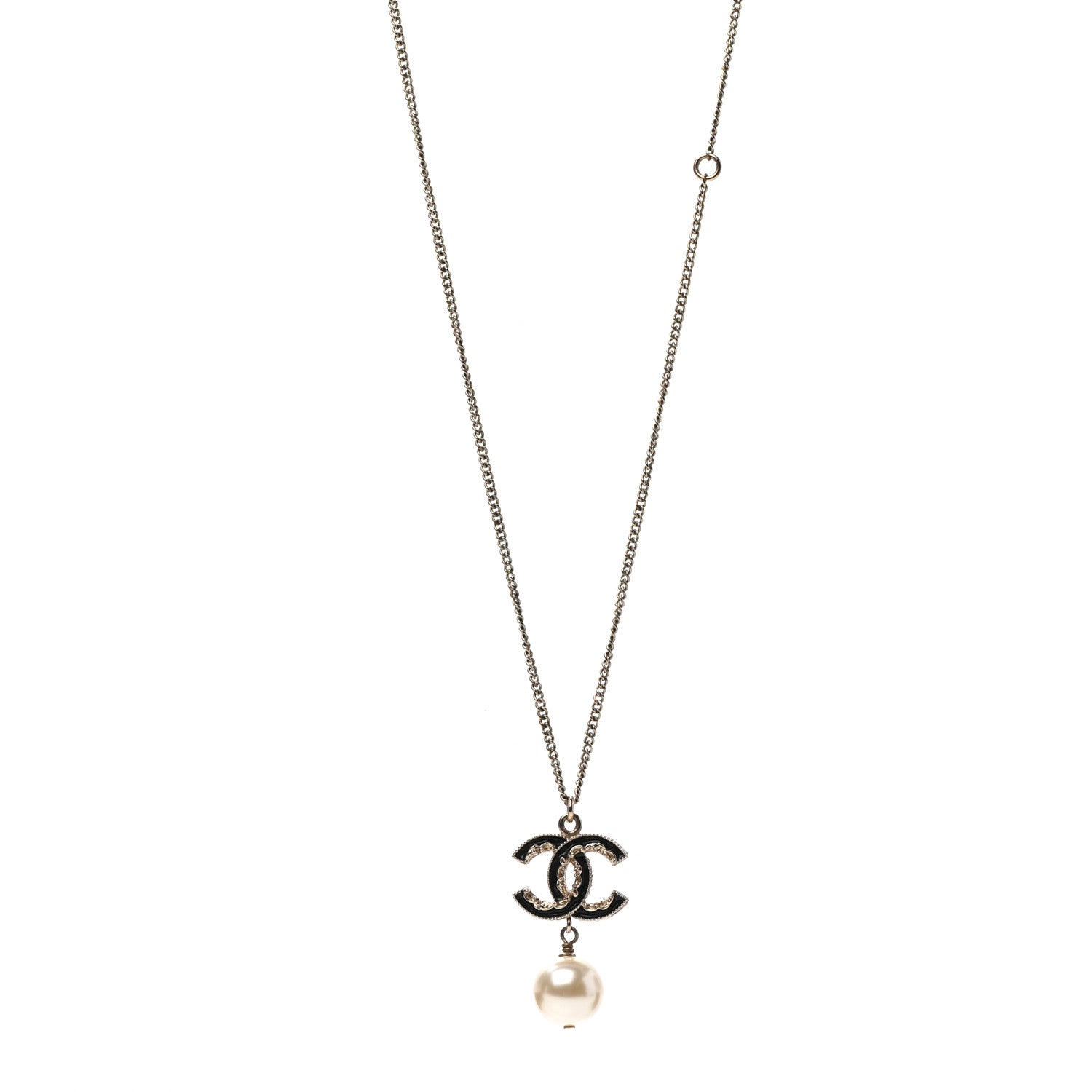 Chanel Pearl Enamel CC Drop Necklace Gold 1 of 5