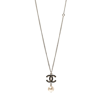 Chanel Pearl Enamel CC Drop Necklace Gold 1 of 5