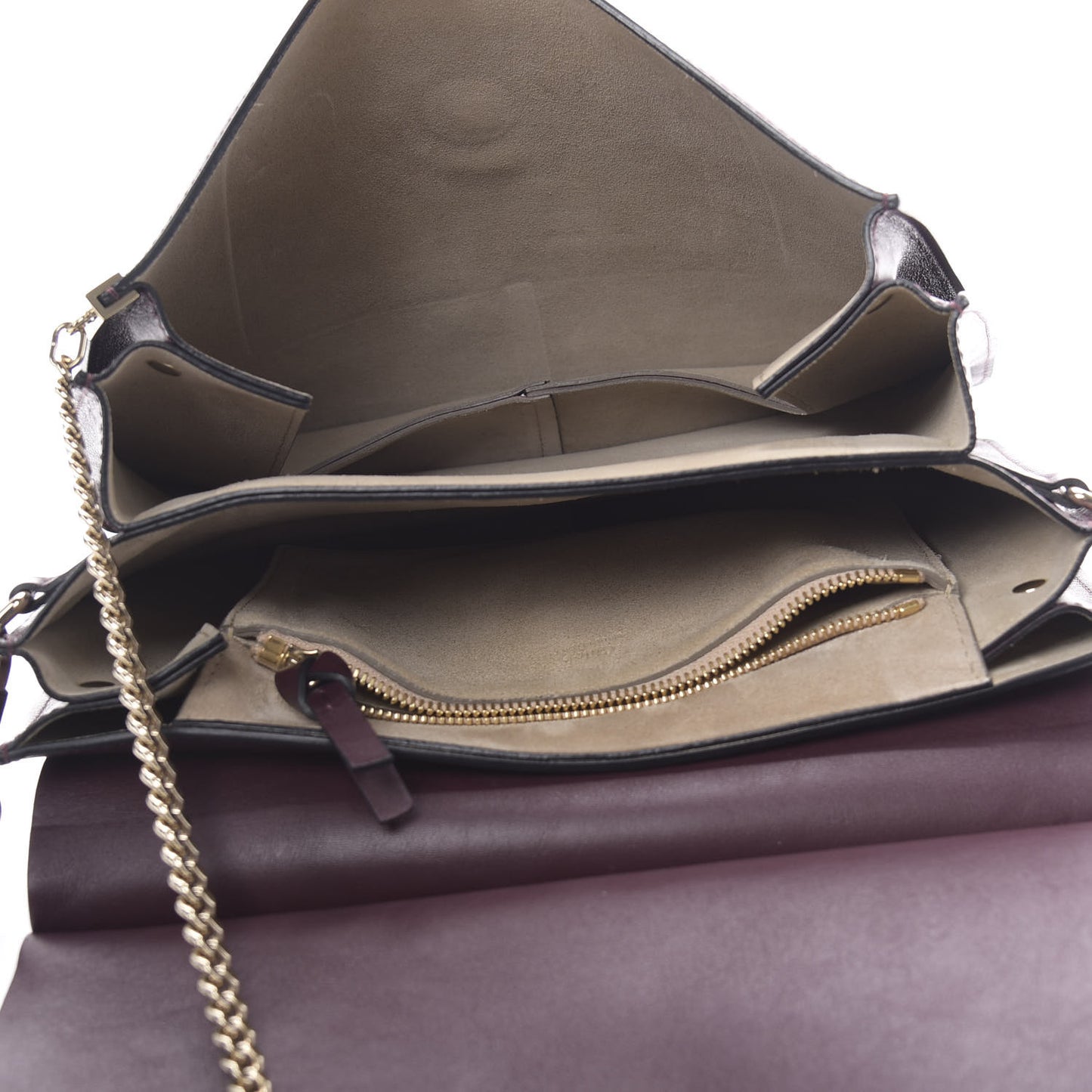Calfskin Suede Medium Faye Shoulder Bag Plum Purple