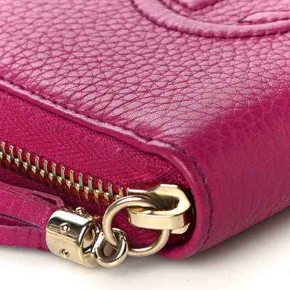 Gucci Pebbled Calfskin Soho Compact Disco Zip Around Wallet Bright Bougainvillea 9 of 9