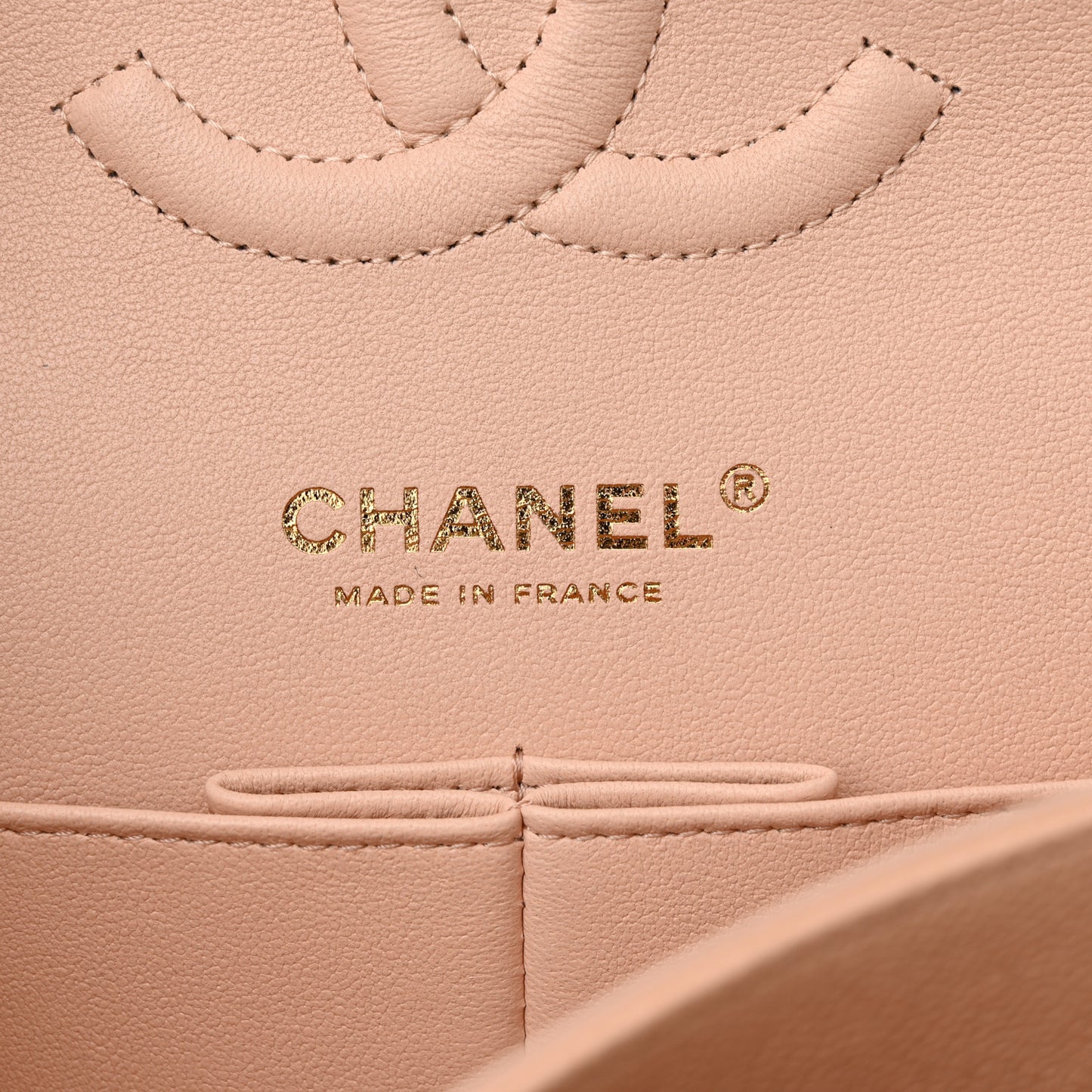 Caviar Quilted Medium Double Flap Beige