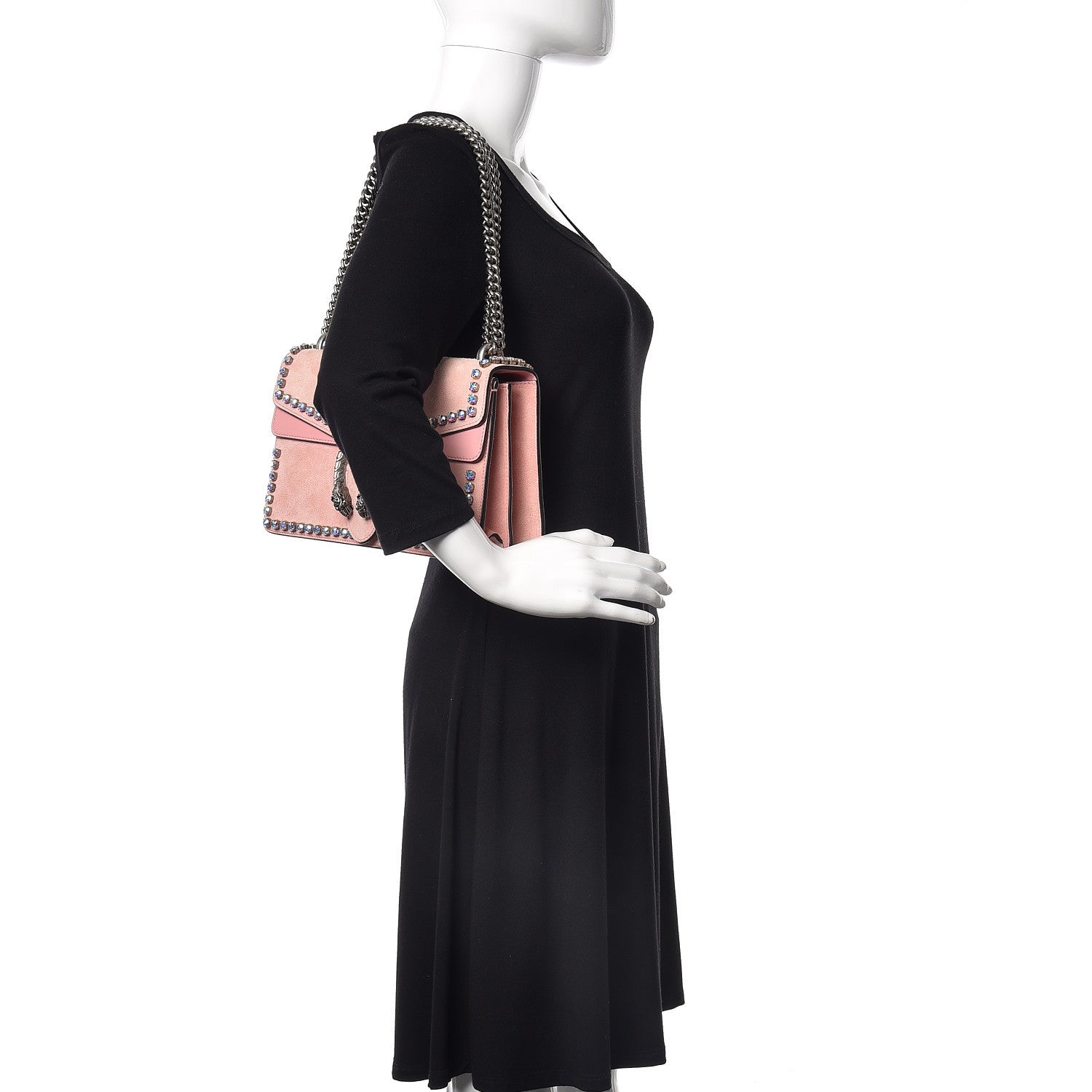 Gucci Suede Crystal Small Dionysus Shoulder Bag Peonia 2 of 9