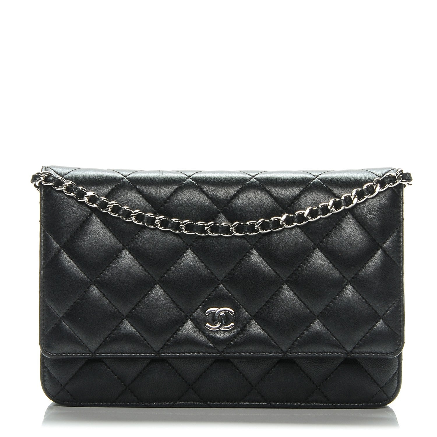 Chanel Lambskin Quilted Wallet On Chain WOC Black 1 of 9