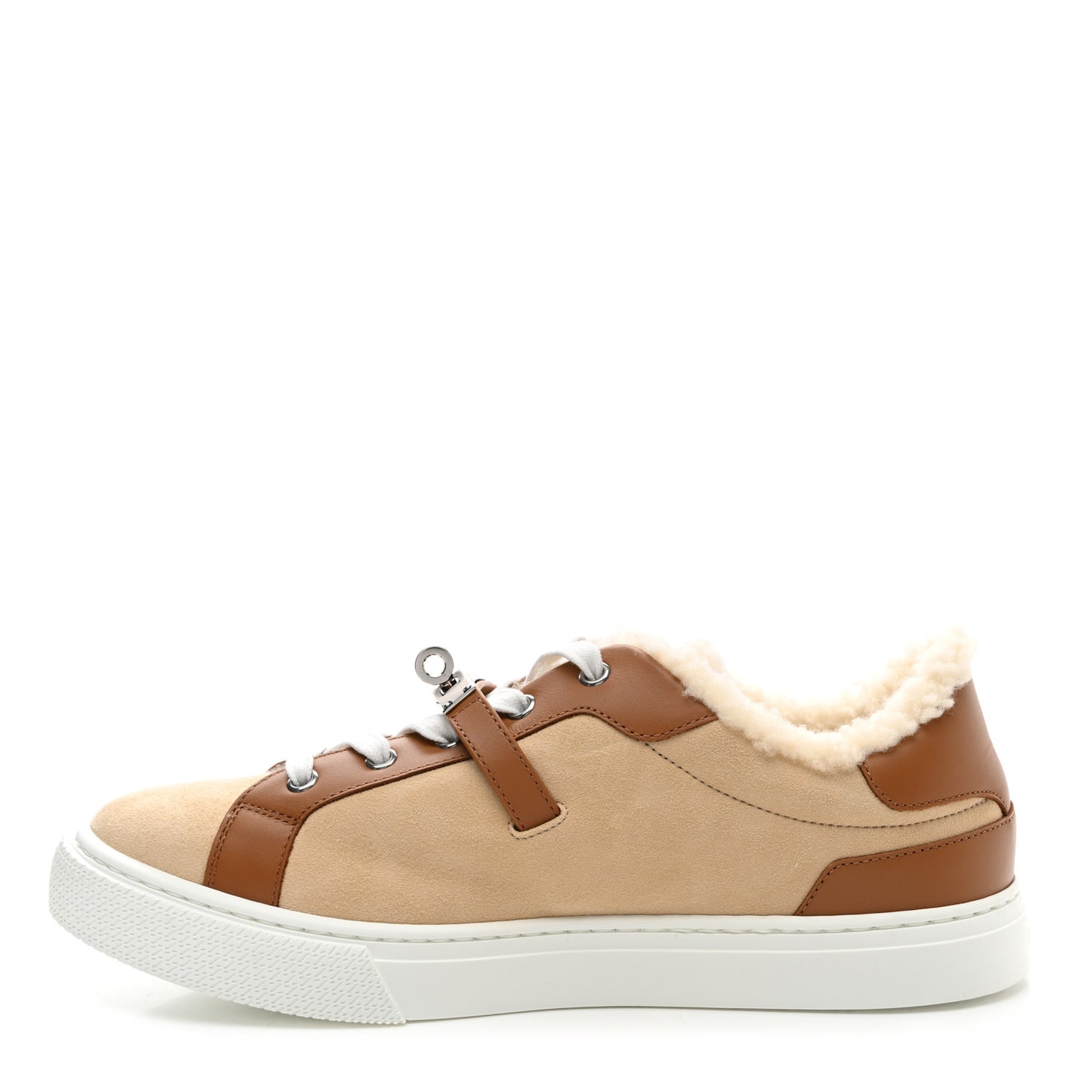Suede Goatskin Calfskin Shearling Day Sneakers 41 Beige Palomino Naturel