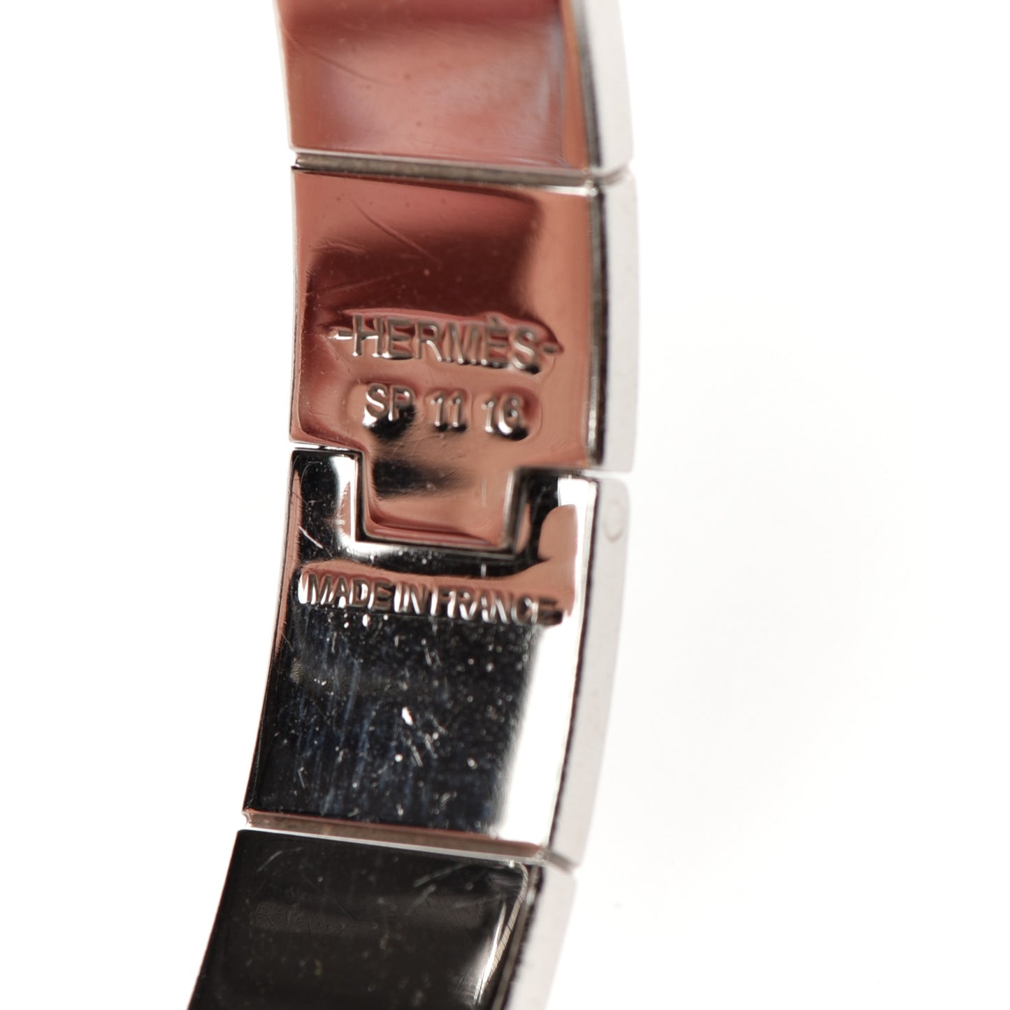 Enamel Charniere Uni Narrow Hinged Bracelet S White