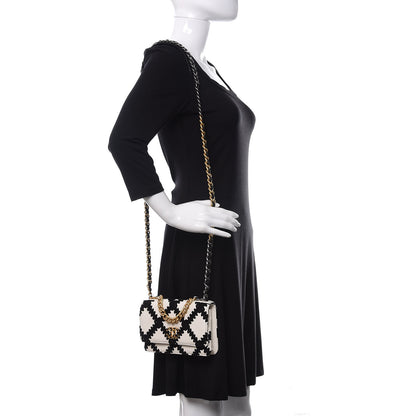 Chanel Calfskin Crochet 19 Wallet On Chain WOC White Black 2 of 12