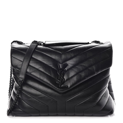 Saint Laurent Calfskin Y Quilted Monogram Medium Loulou Chain Satchel Black 1 of 10