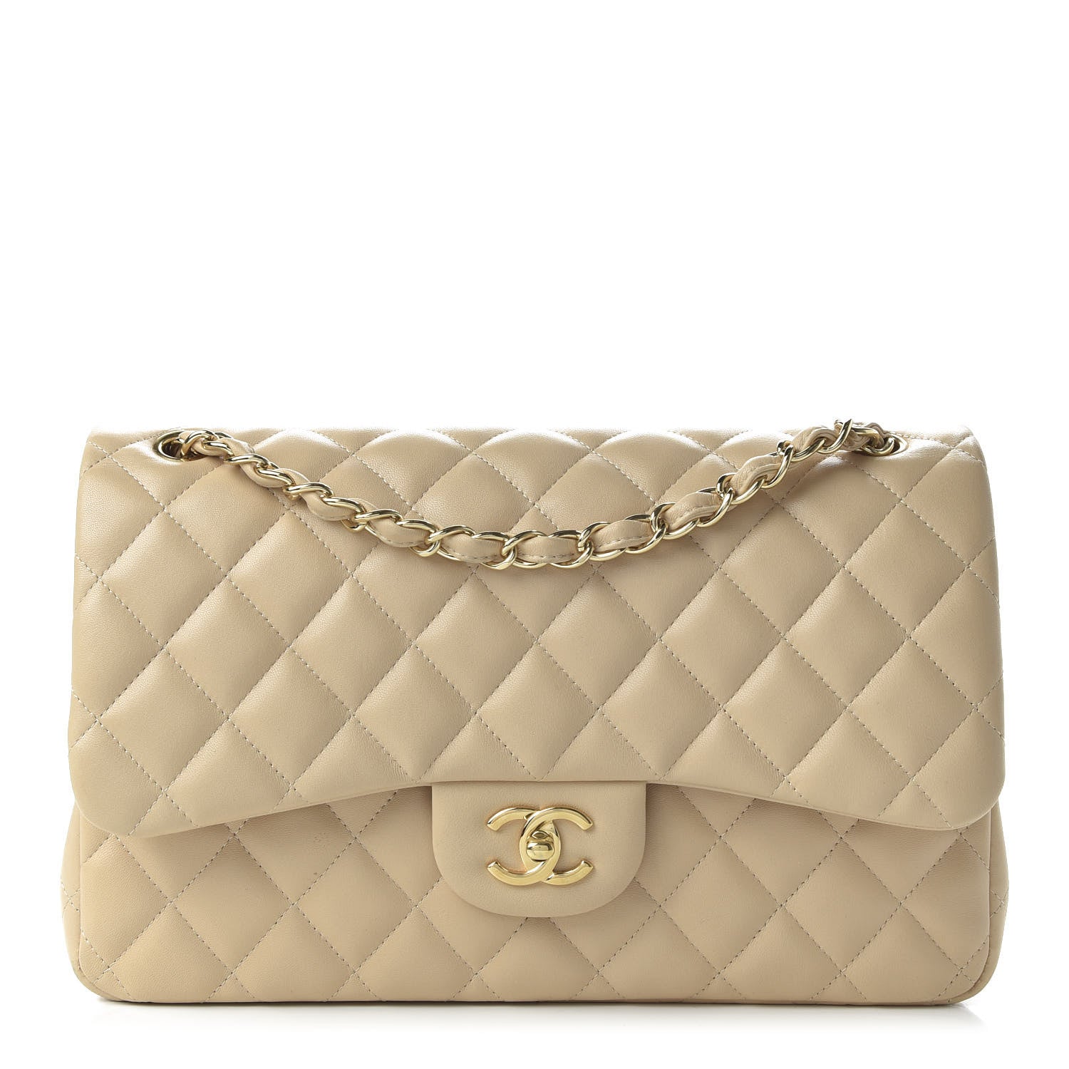 Chanel Lambskin Quilted Jumbo Double Flap Beige Clair 1 of 13