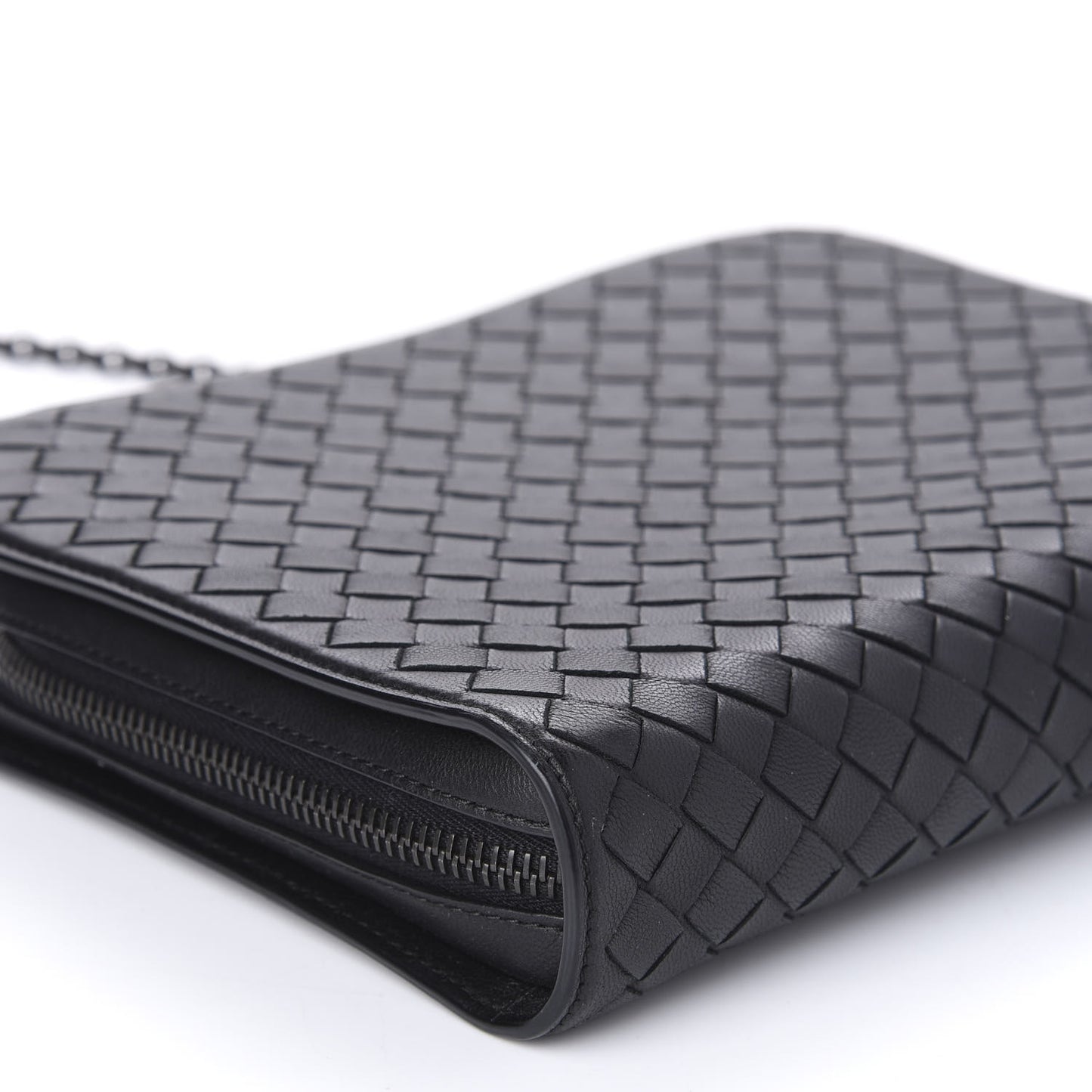 Nappa Intrecciato Chain Wallet Black
