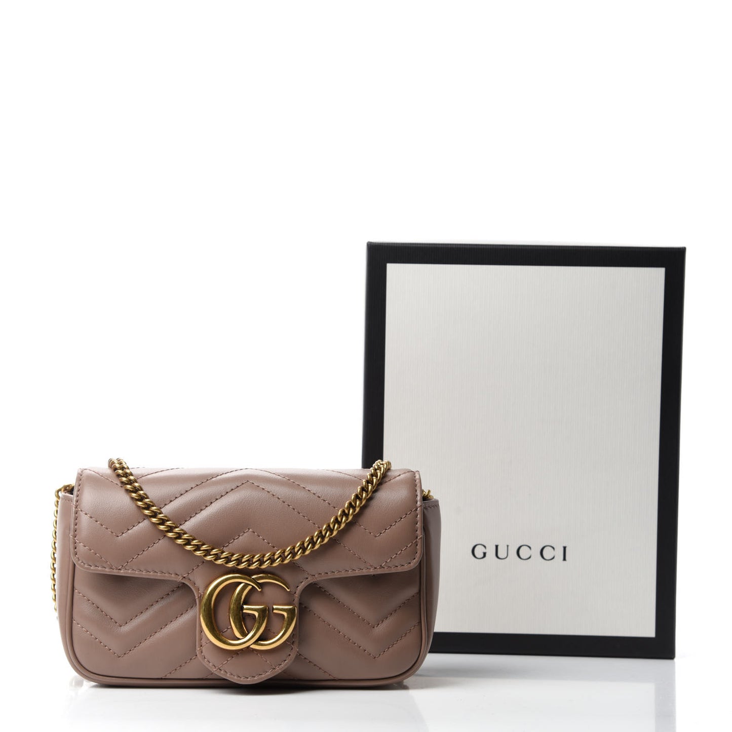 Calfskin Matelasse Super Mini GG Marmont Shoulder Bag Porcelain Rose