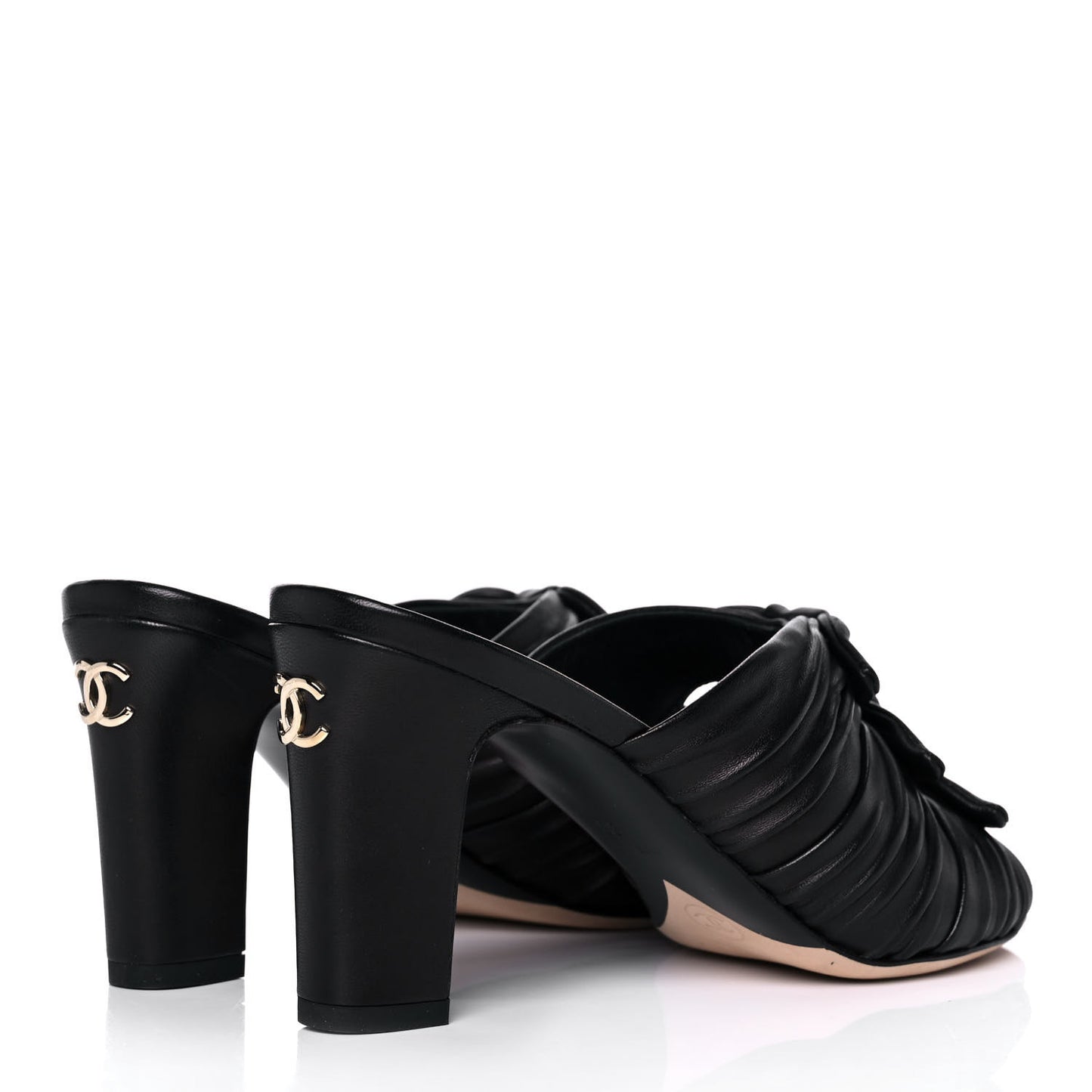 Calfskin Bows CC Mules 38 Black
