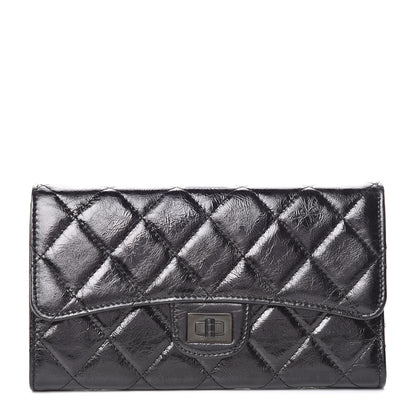 Chanel Glazed Calfskin Quilted Reissue Long Flap Wallet So Black 1 of 10