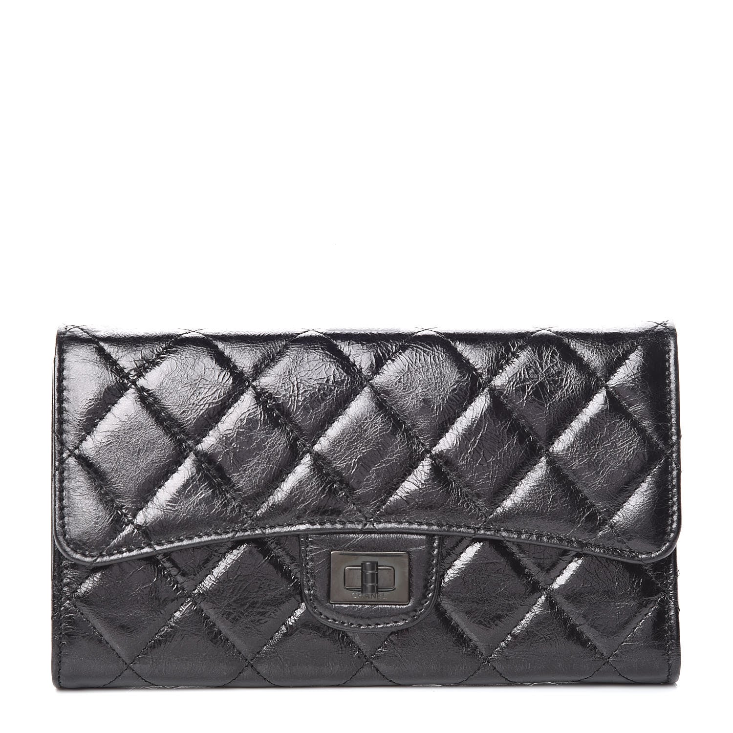 Chanel Glazed Calfskin Quilted Reissue Long Flap Wallet So Black 1 of 10