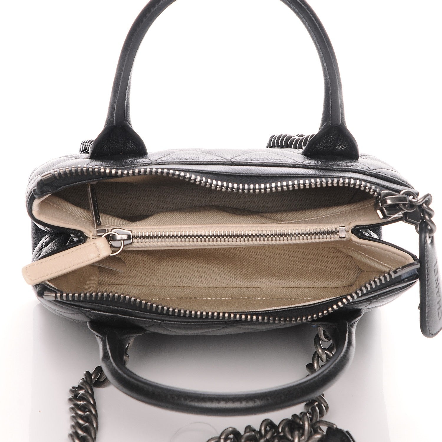 Chanel Shiny Sheepskin Quilted Small Shopping Tote Black 5 of 7