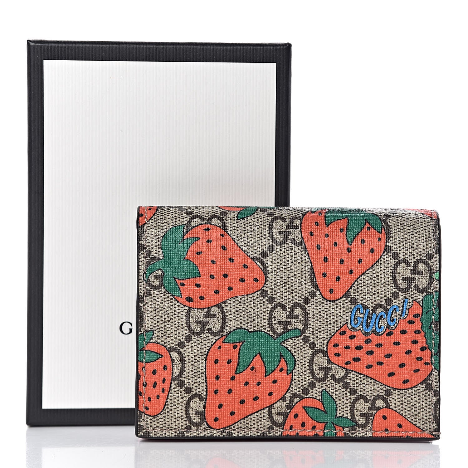 Gucci GG Supreme Monogram Strawberry Card Case 10 of 11
