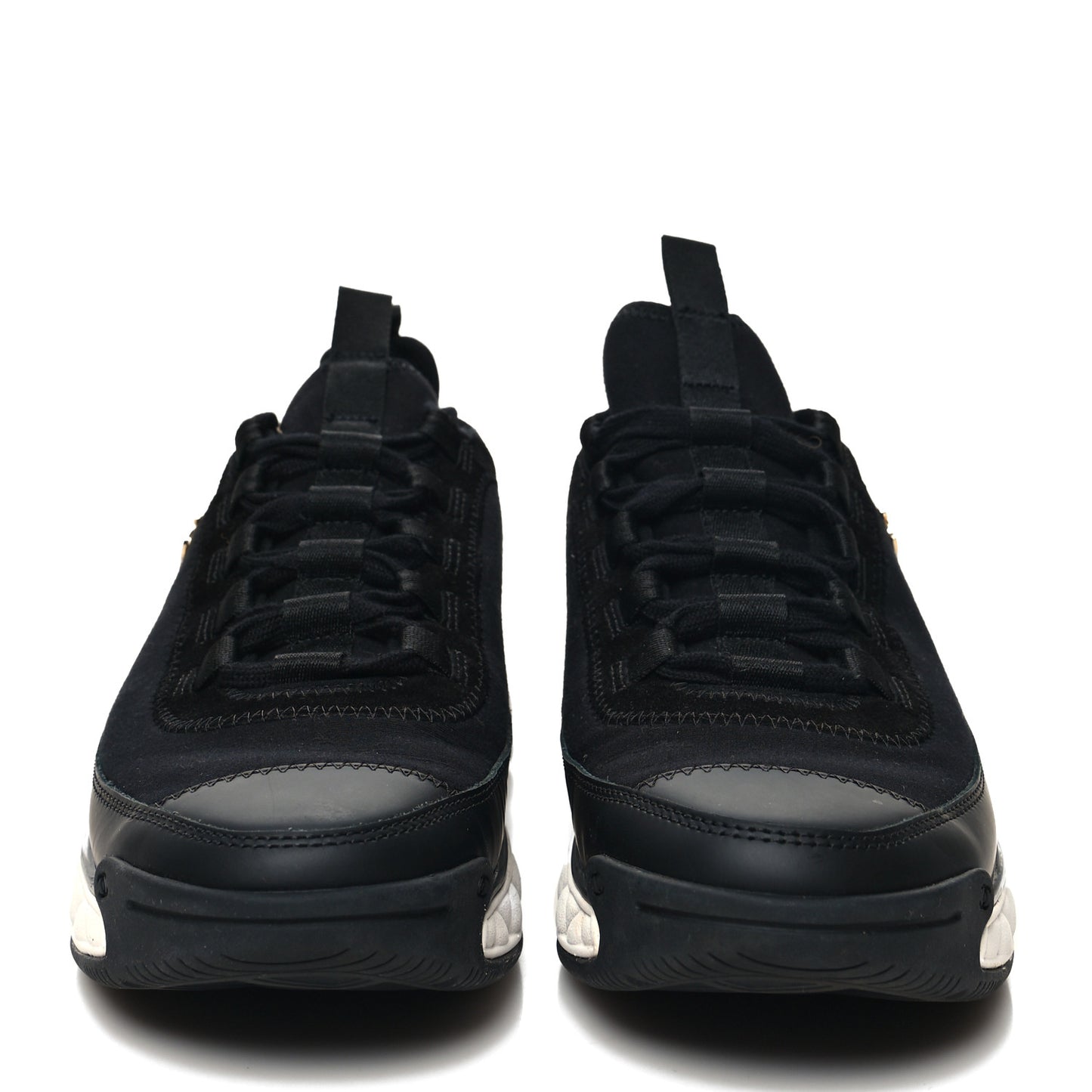 Velvet Calfskin Mixed Fibers CC Sneakers 38.5 Black