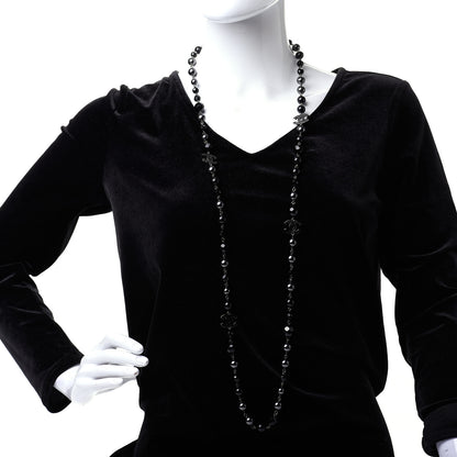 Chanel Ruthenium Pearl Beaded CC Long Necklace Black 2 of 6